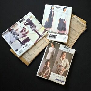3 Vintage DKNY Vogue Sewing Patterns 2941 2781 American Designer Factory Folded
